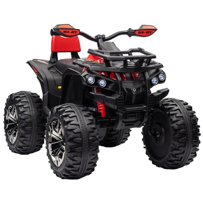 HOMCOM 12V Quad Bike ATV Red with LED Lights & Backrest