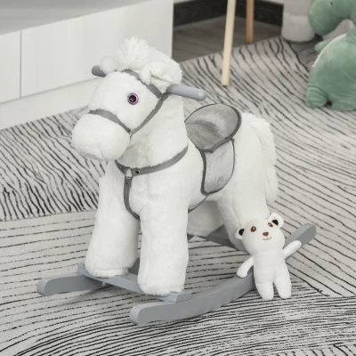 HOMCOM Kids Plush Rocking Horse Toy White 18-36 Months