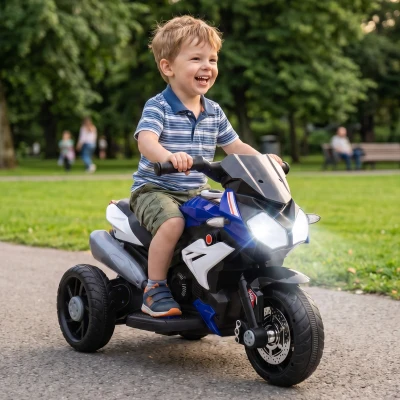 HOMCOM Kids Electric Motorcycle 3-Wheel 6V Ride-On Blue