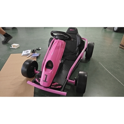 HOMCOM Kart Elétrico 24 V para Crianças Até 13 km/h Kart com Função Mapa da Operação com 2 Motores para 8–12 Anos Rosa