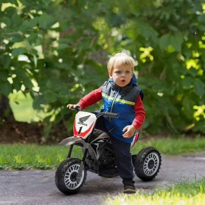 HOMCOM Mota Elétrica com Licença Honda CRF450RL Bateria 6V com Velocidade 3km/h Buzina e Som de Arranque 71x40,5x43,5 cm Cinza