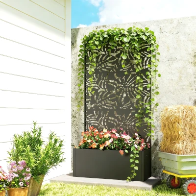 Outsunny Jardinière avec Treillis Métal 90x37,5x180cm Noir