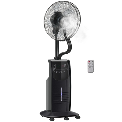 HOMCOM Ventilateur Brumisateur 90W Noir Silencieux