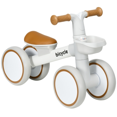 AIYAPLAY Draisienne Enfant 4 Roues Selle Réglable Marron Blanc