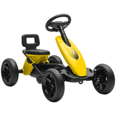 AIYAPLAY Kids Pedal Go Kart Metal Frame EVA Wheels Yellow