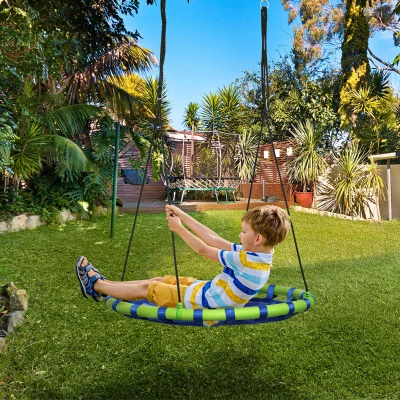 Outsunny Baloiço Infantil Ninho com Altura Ajustável para Crianças de 3-8 Anos Carga 150 kg para Exterior Ø100x120-180 cm Azul