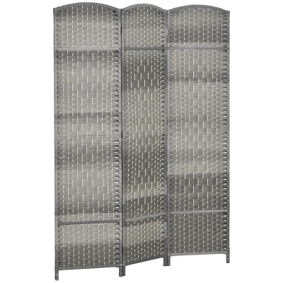 HOMCOM Paravent Bois 3 Panneaux Pliable Gris 135x180cm