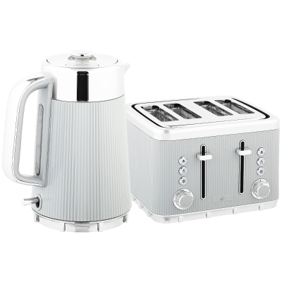 HOMCOM Kettle & 4-Slice Toaster Set, 1.7L Tan Silver