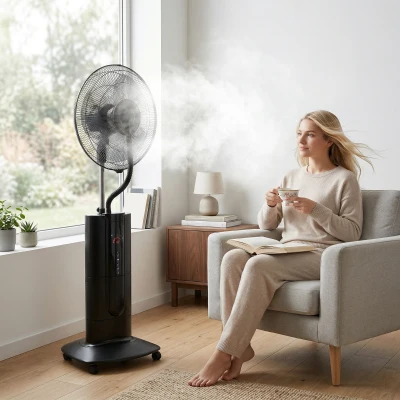HOMCOM Ventilatore a Piantana con Nebulizzatore 45x38x130 cm Nero