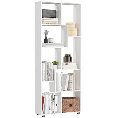 HOMCOM Étagère Zigzag Contemporaine 70x24x178 cm Blanc