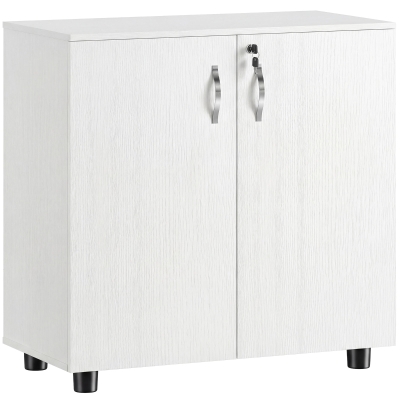 Vinsetto Armoire Bureau Bois Blanc avec Serrure 80x40x80cm