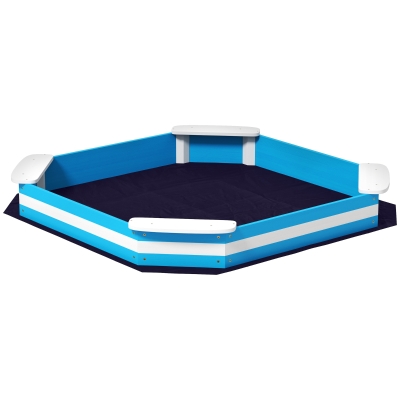 AIYAPLAY Kinderzandbak met 4 Zitplaatsen, van Sparrenhout, Bodemloos, Blauw