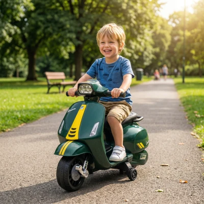 AIYAPLAY Moto Elettrica per Bambini 2-4 Anni Licenza Vespa Verde
