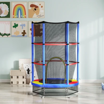 HOMCOM Trampoline Enfant Ø1,4m Filet Sécurité Multicolore