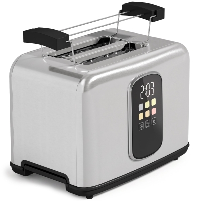 HOMCOM 2-Slice Smart Toaster Touch Screen Warming Rack Black