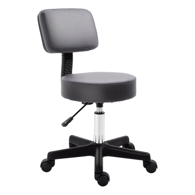 HOMCOM Swivel Salon Chair Grey Adjustable Height 35cm
