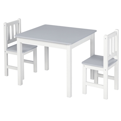 HOMCOM Kids Table & Chair Set 3 Pieces Grey