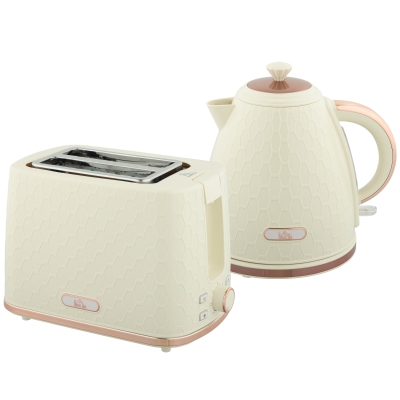 HOMCOM Kettle & Toaster Set 1.7L 3000W Beige