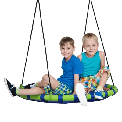 Outsunny Balançoire Nid Réglable Jardin Bleu Ø100cm