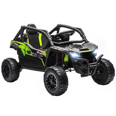 AIYAPLAY Carro Elétrico para Crianças 12V Kawasaki Teryx KRX 1000 com 2 Motores Faróis e USB 100x64x56 cm Preto