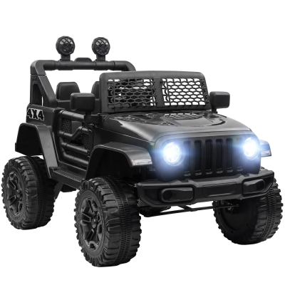 HOMCOM Coche Eléctrico para Niños de +3 Años Vehículo Todoterreno de Batería 12V con Control Remoto 100x65x72 cm Negro