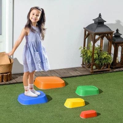 ZONEKIZ Jogo de Equilíbrio para Crianças de 3-8 Anos Conjunto de 5 Degraus para Treino de Equilíbrio 36x27,5x31 cm Multicor