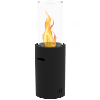 HOMCOM Cheminée Bioéthanol Acier Verre 0,3L Noir