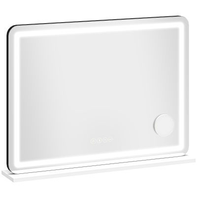 HOMCOM Miroir Maquillage LED 80x60cm RGB Dimmable Blanc
