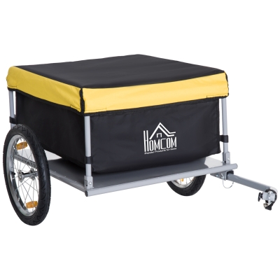 HOMCOM Bicycle Cargo Trailer Folding Oxford Fabric Yellow