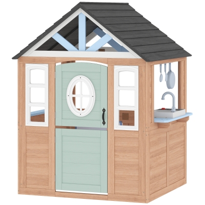AIYAPLAY Casinha Infantil Exterior e Interior de Madeira com Porta para Animais de Estimação Casinha de Brincar 115,5x97,3x140 cm Madeira