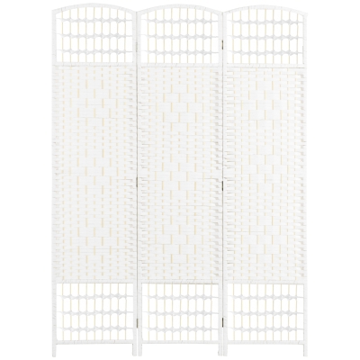 HOMCOM Paravent Bois 3 Panneaux 120x170cm Blanc Pliable