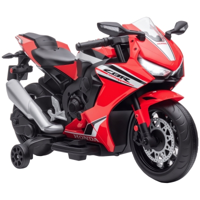 HOMCOM Mota Elétrica com Licença HONDA para Crianças de 3-5 Anos Mota a Bateria 6V com Farol Buzina Música 90x44x52cm Vermelho