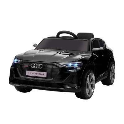 HOMCOM Carro Elétrico Audi E-Tron 12V com Faróis Buzina Música MP3 TF USB e Abertura da Porta 3-8km/h 108x60x47 cm Preto