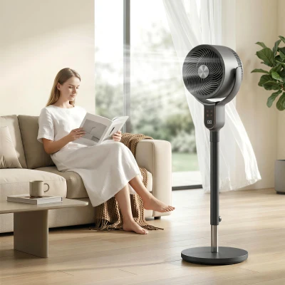 HOMCOM Ventilatore a Piantana con Telecomando e 8 Velocità Grigio
