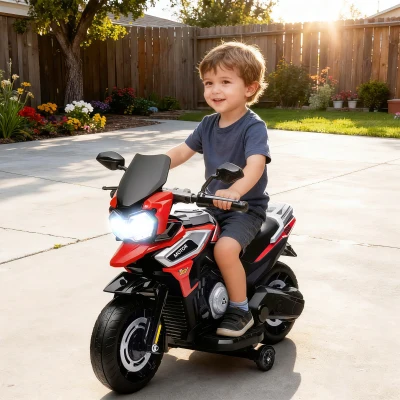 AIYAPLAY Moto Giocattolo con Ruote Specchietti Poggiapiedi Rosso
