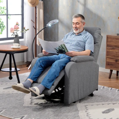 HOMCOM Electric Lift Recliner Chair Linen Fabric Grey