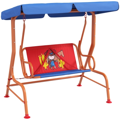 Outsunny Kids Garden Swing Chair Cowboy Themed with Canopy