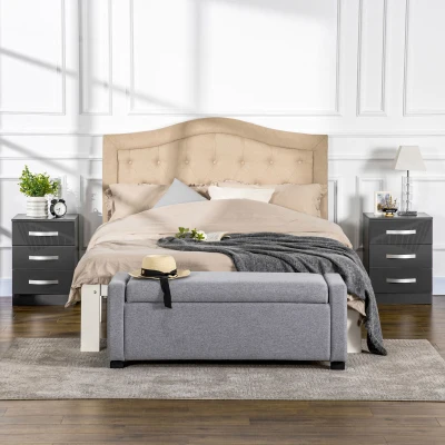 HOMCOM Comodino Moderno Set 2 Pz con 3 Cassetti in Truciolato Grigio