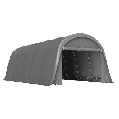 Outsunny Carport 3,6x7,2m Abri Voiture Extérieur Gris Parois Amovibles