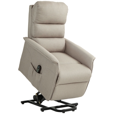 HOMCOM Relaxsessel mit Aufstehhilfe, verstellbare Rückenlehne/Fußstütze, bis 120 kg, 66 x 90 x 96 cm, Beige