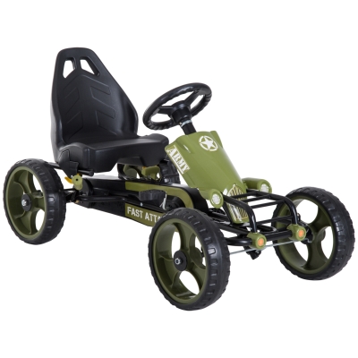 HOMCOM Go Kart a Pedali Bambini 3-6 Anni Sedile Regolabile Verde