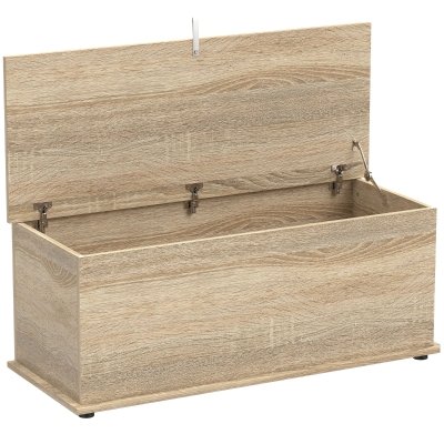 HOMCOM Banc Coffre Rangement 100x40x40cm Bois Naturel