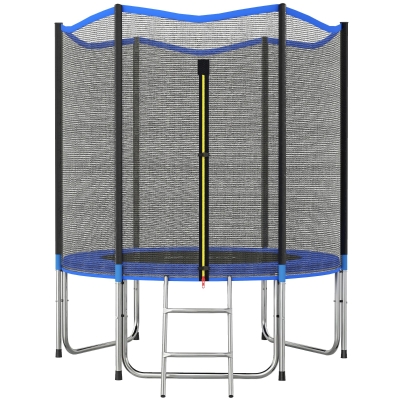 SPORTNOW Trampoline Enfant Ø183cm Extérieur Filet Sécurité Bleu