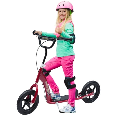 HOMCOM Teen Stunt Scooter 12" EVA Tyres Red