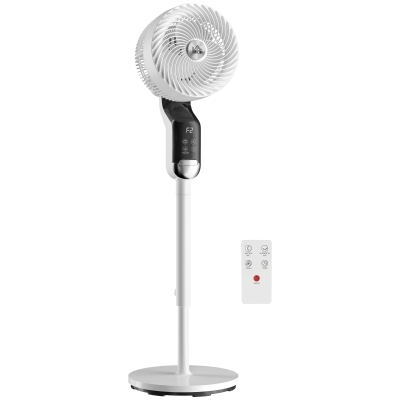 HOMCOM Silent Pedestal Fan 41" 8-Speed Remote Oscillating White