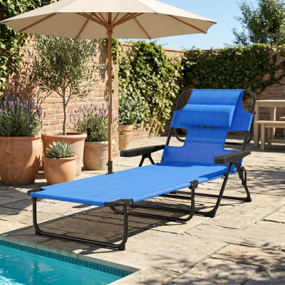 Outsunny Sdraio da Giardino Pieghevole con Schienale Regolabile