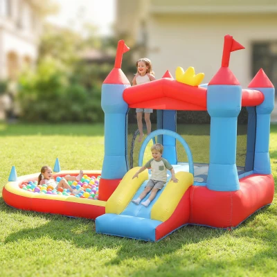 Castel Gonflabil pentru Copii cu Tobogan și Piscină Multicoloră
