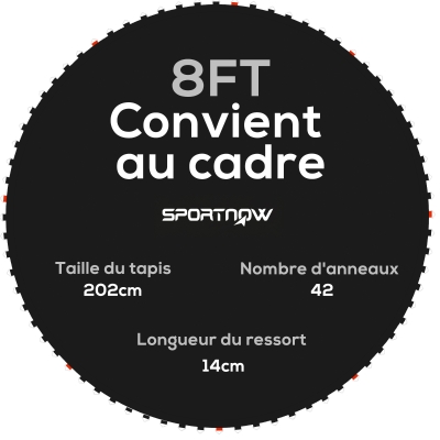 SPORTNOW Tapis Trampoline Ø2,4m Ressorts 14cm Remplacement