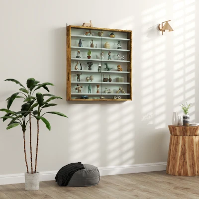 HOMCOM Vitrine Murale 80x9,5x83cm 6 Étagères Verre Coulissant