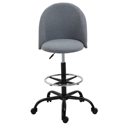 Vinsetto Chaise Bureau Pivotante Lin Gris Hauteur Réglable